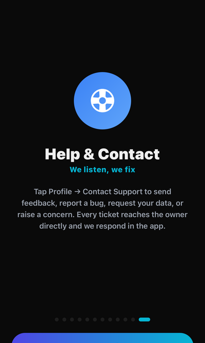 In-app support and contact